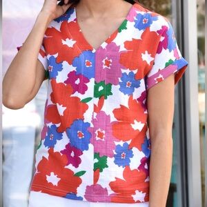 Michelle McDowell Harper Floral 100% Cotton ‎ Top